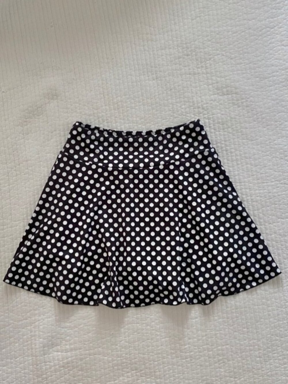Black navy blue and white polka dot athletic skirt
